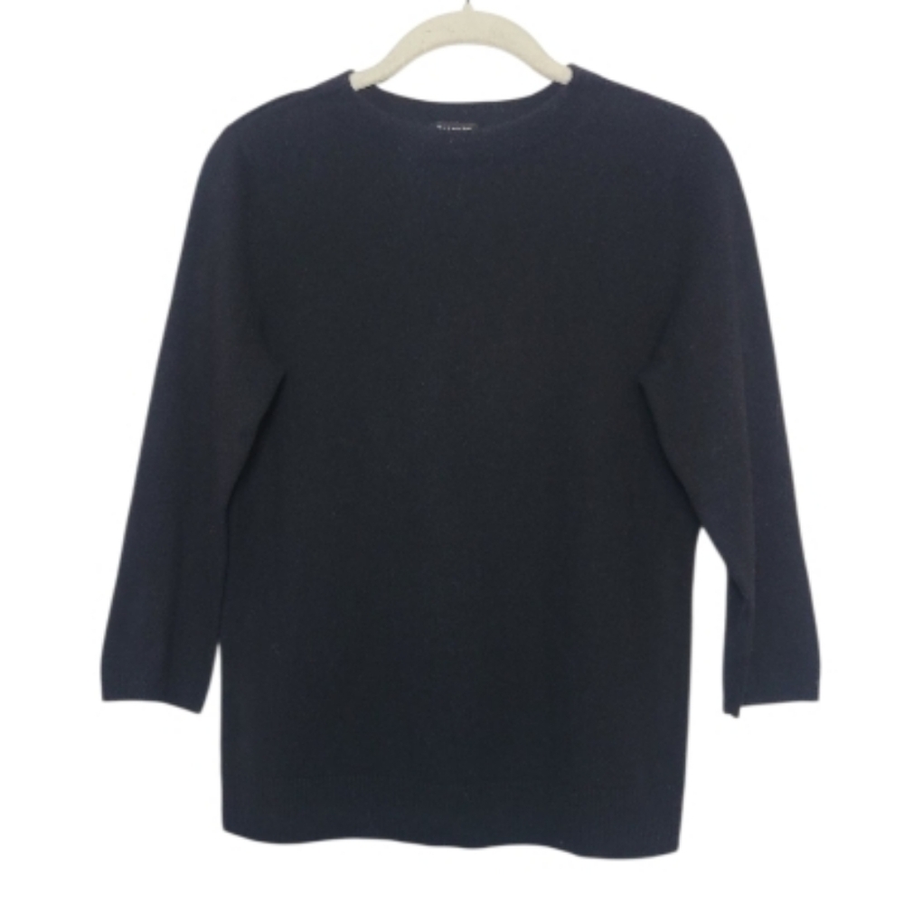 SALE Talbots Pure 100% Cashmere Black Pullover Crewneck Sweater Long Sleeve MD